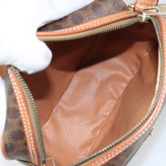 CELINE Macadam Canvas Shoulder Bag PVC Leather Brown Gold Auth mr1926