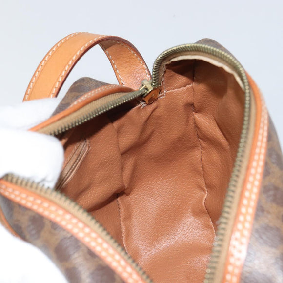 CELINE Macadam Canvas Shoulder Bag PVC Leather Brown Gold Auth mr1926
