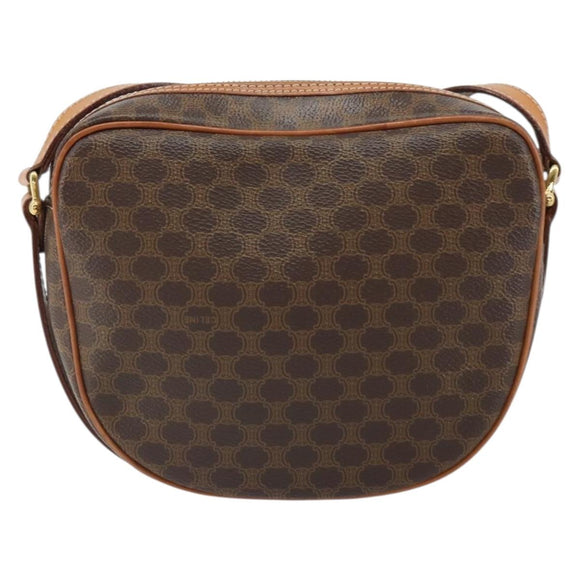 CELINE Macadam Canvas Shoulder Bag PVC Leather Brown Gold Auth mr1926