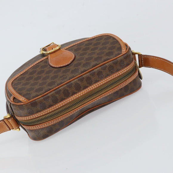 CELINE Macadam Canvas Shoulder Bag PVC Leather Brown Gold Auth mr1926
