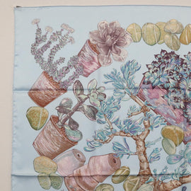 HERMES Carre 90 Scarf Silk Baby Blue Auth mr1935 - 0