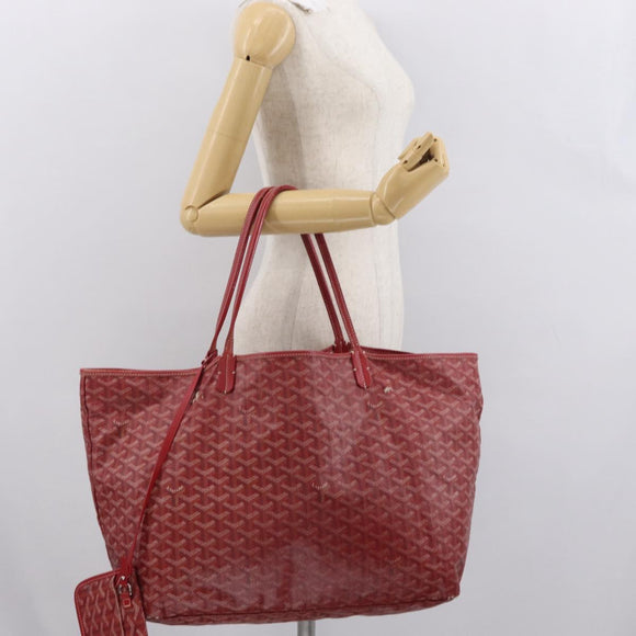 GOYARD Herringbone Saint Louis GM Tote Bag PVC Red Auth mr1936