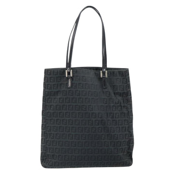 FENDI Zucchino Canvas Tote Bag Black Silver Auth mr1941 - 0