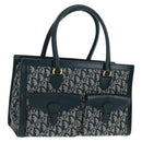 Christian Dior Trotter Canvas Hand Bag Navy Gold Auth mr1942V-1