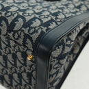 Christian Dior Trotter Canvas Hand Bag Navy Gold Auth mr1942V-13