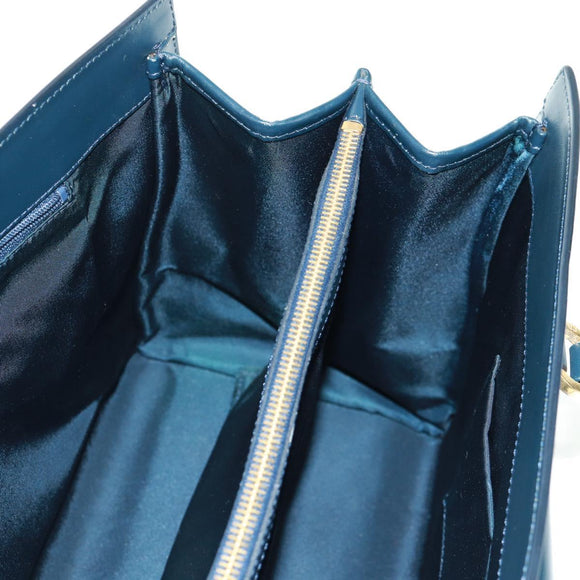 Christian Dior Trotter Canvas Hand Bag Navy Gold Auth mr1942V