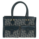 Christian Dior Trotter Canvas Hand Bag Navy Gold Auth mr1942V-2