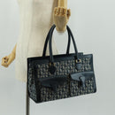 Christian Dior Trotter Canvas Hand Bag Navy Gold Auth mr1942V-26