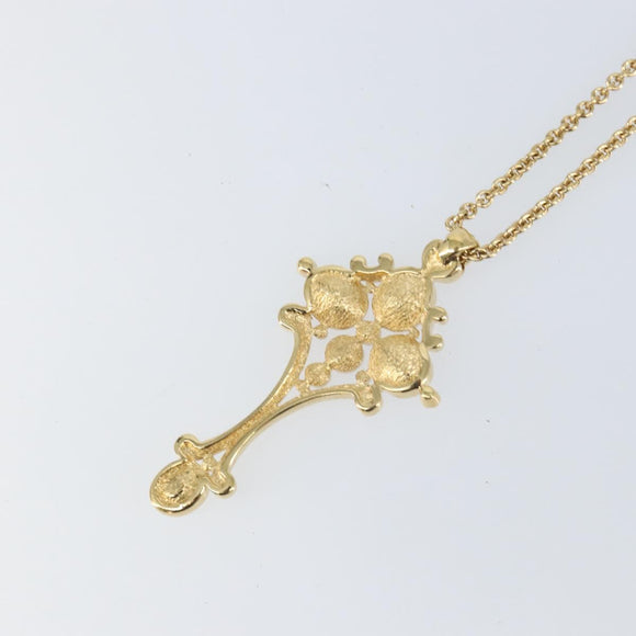 Christian Dior Crystal Necklace metal Gold Tone Auth mr1949
