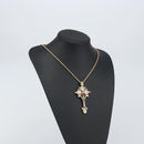 Christian Dior Crystal Necklace metal Gold Tone Auth mr1949-15