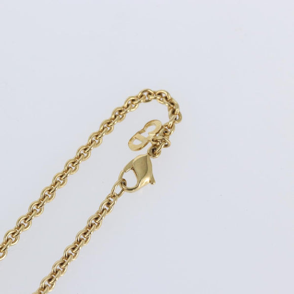 Christian Dior Crystal Necklace metal Gold Tone Auth mr1949