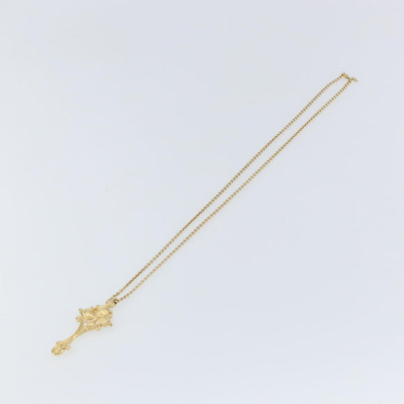 Christian Dior Crystal Necklace metal Gold Tone Auth mr1949