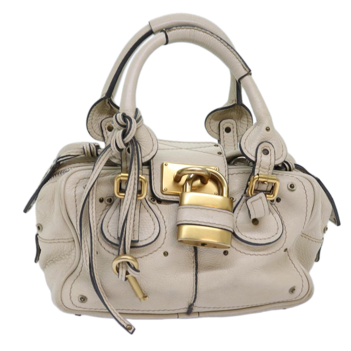 Chloe Paddington Hand Bag Leather White Auth mr195