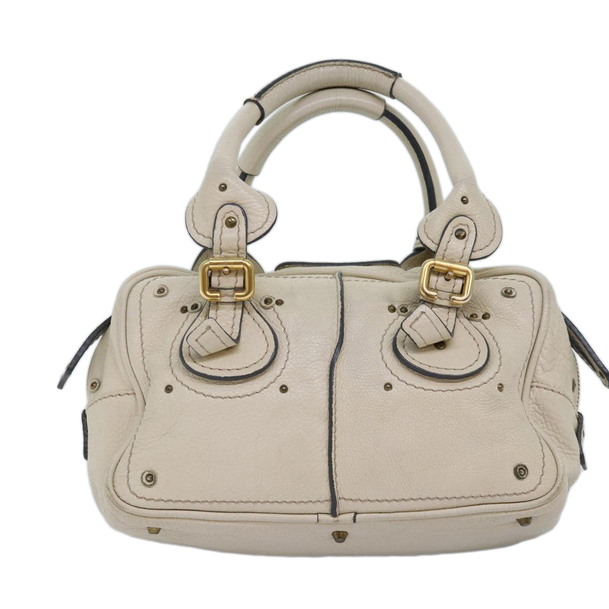 Chloe Paddington Hand Bag Leather White Auth mr195