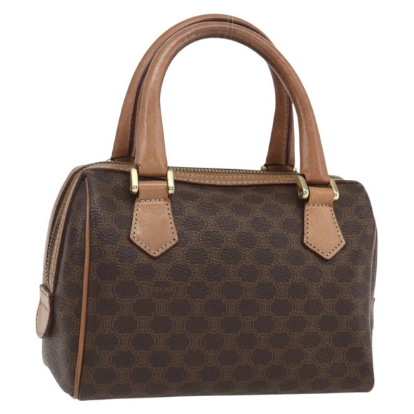 CELINE Macadam Canvas Mini Hand Bag PVC Leather Brown Gold Auth mr1952