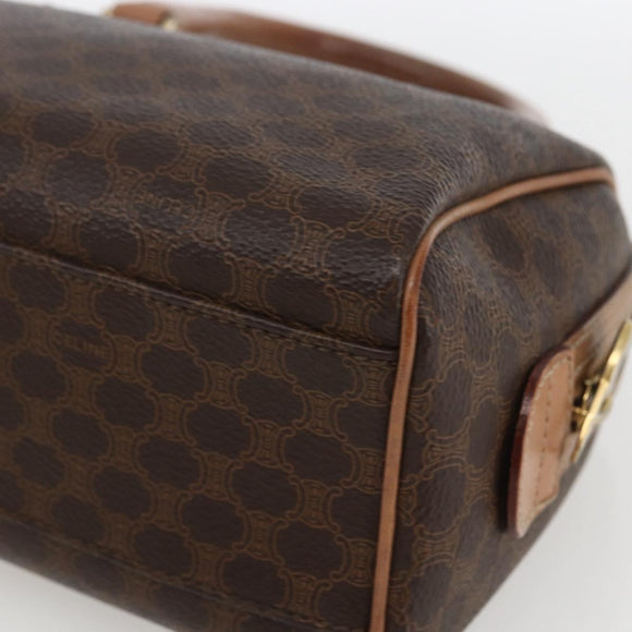 CELINE Macadam Canvas Mini Hand Bag PVC Leather Brown Gold Auth mr1952