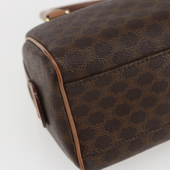 CELINE Macadam Canvas Mini Hand Bag PVC Leather Brown Gold Auth mr1952