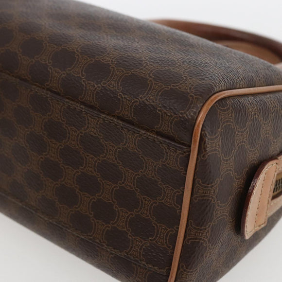 CELINE Macadam Canvas Mini Hand Bag PVC Leather Brown Gold Auth mr1952
