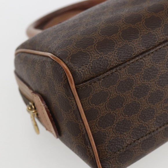 CELINE Macadam Canvas Mini Hand Bag PVC Leather Brown Gold Auth mr1952