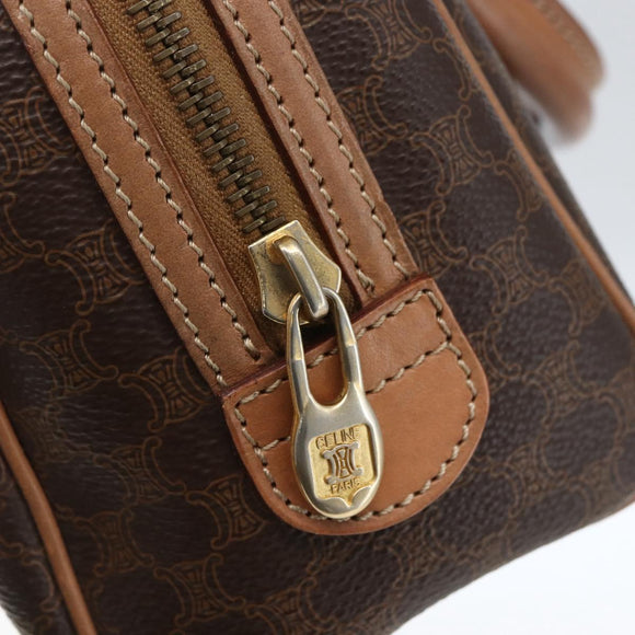 CELINE Macadam Canvas Mini Hand Bag PVC Leather Brown Gold Auth mr1952