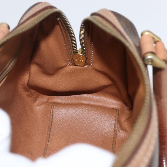 CELINE Macadam Canvas Mini Hand Bag PVC Leather Brown Gold Auth mr1952