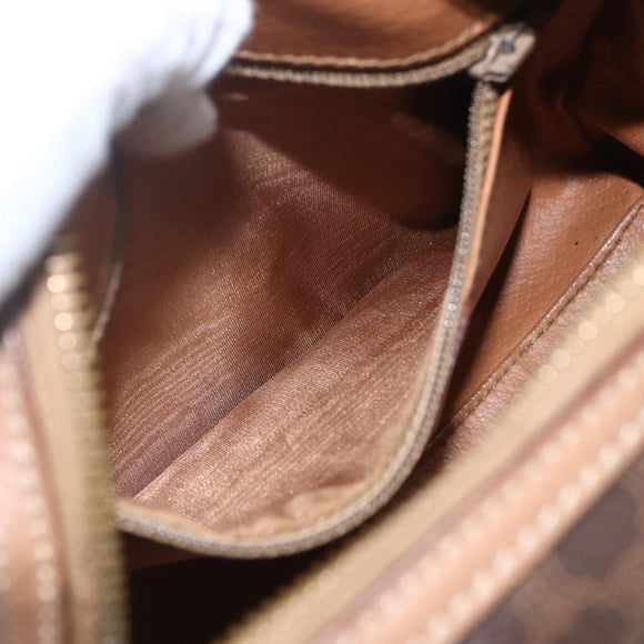 CELINE Macadam Canvas Mini Hand Bag PVC Leather Brown Gold Auth mr1952
