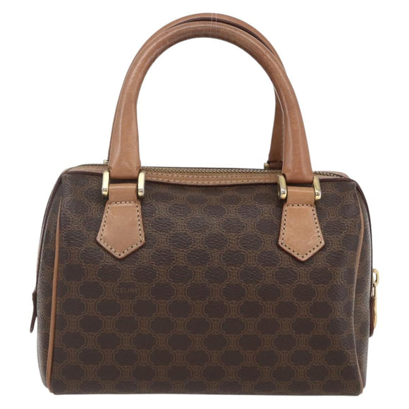 CELINE Macadam Canvas Mini Hand Bag PVC Leather Brown Gold Auth mr1952