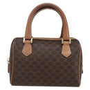 CELINE Macadam Canvas Mini Hand Bag PVC Leather Brown Gold Auth mr1952-2