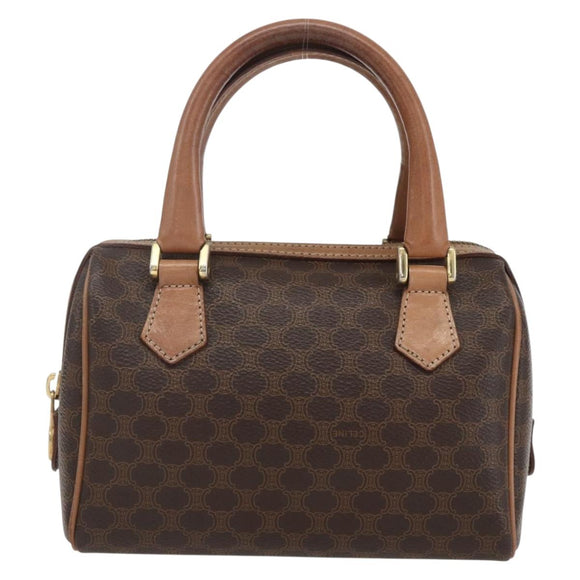 CELINE Macadam Canvas Mini Hand Bag PVC Leather Brown Gold Auth mr1952