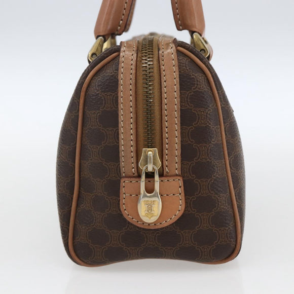 CELINE Macadam Canvas Mini Hand Bag PVC Leather Brown Gold Auth mr1952