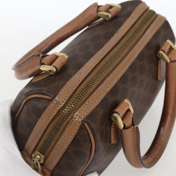 CELINE Macadam Canvas Mini Hand Bag PVC Leather Brown Gold Auth mr1952