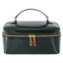 GUCCI Bamboo Vanity Pouch Patent leather Green 032 1956 0150 Auth mr1954-2