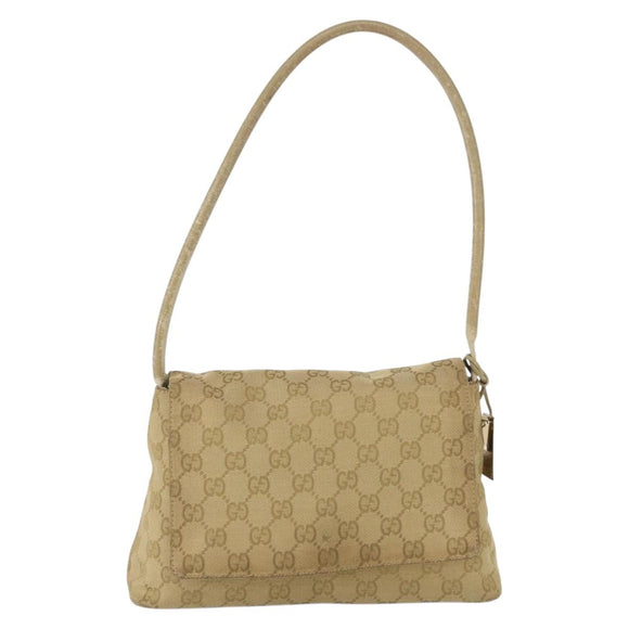GUCCI GG Canvas Shoulder Bag Beige Gold 90646 Auth mr1955