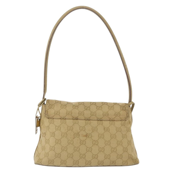 GUCCI GG Canvas Shoulder Bag Beige Gold 90646 Auth mr1955