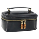 GUCCI Bamboo Vanity Pouch Patent leather Black 032 1956 0151 Auth mr1956-1