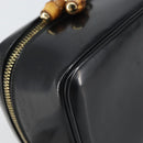 GUCCI Bamboo Vanity Pouch Patent leather Black 032 1956 0151 Auth mr1956-14