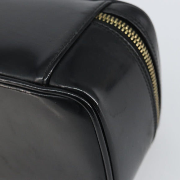GUCCI Bamboo Vanity Pouch Patent leather Black 032 1956 0151 Auth mr1956