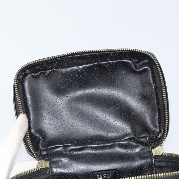 GUCCI Bamboo Vanity Pouch Patent leather Black 032 1956 0151 Auth mr1956