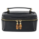 GUCCI Bamboo Vanity Pouch Patent leather Black 032 1956 0151 Auth mr1956-13