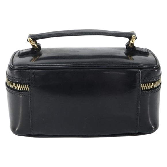 GUCCI Bamboo Vanity Pouch Patent leather Black 032 1956 0151 Auth mr1956