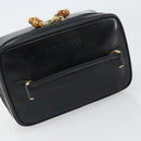 GUCCI Bamboo Vanity Pouch Patent leather Black 032 1956 0151 Auth mr1956-7