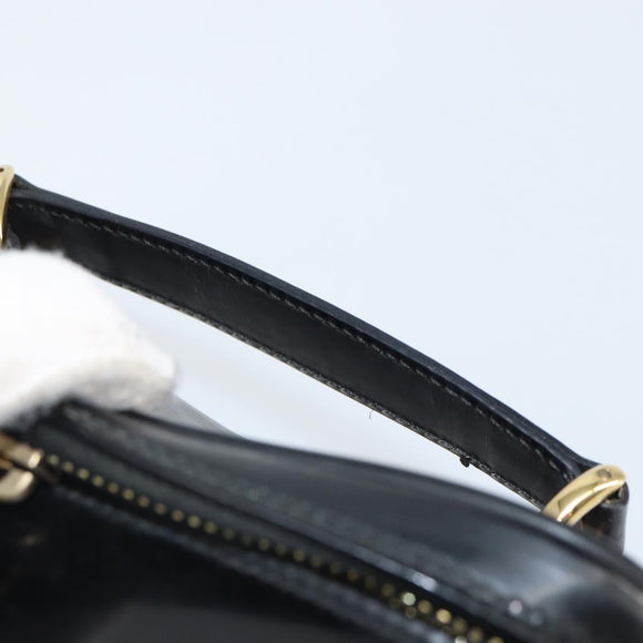 GUCCI Bamboo Vanity Pouch Patent leather Black 032 1956 0151 Auth mr1956