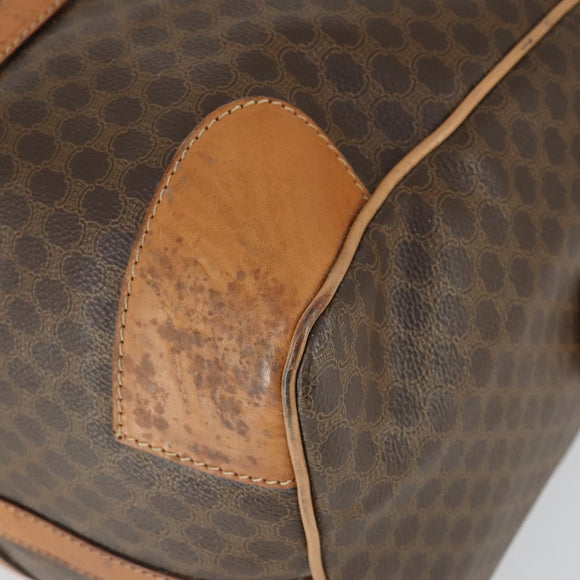 CELINE Macadam Canvas Boston Bag PVC Leather Brown Gold Auth mr1958