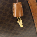 CELINE Macadam Canvas Boston Bag PVC Leather Brown Gold Auth mr1958-10