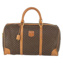 CELINE Macadam Canvas Boston Bag PVC Leather Brown Gold Auth mr1958-13