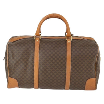 CELINE Macadam Canvas Boston Bag PVC Leather Brown Gold Auth mr1958 - 0