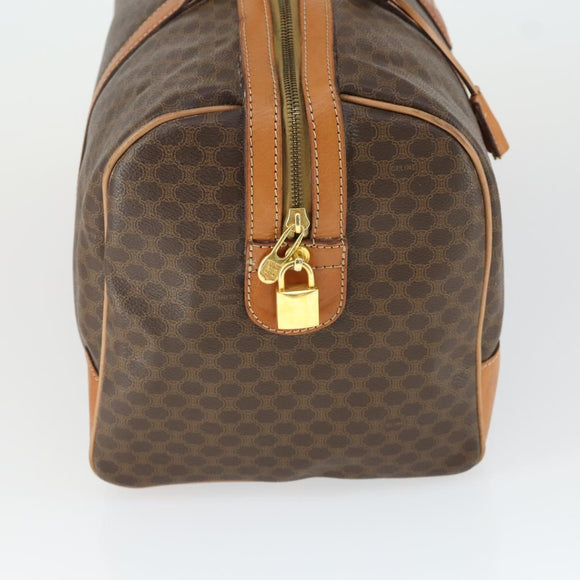 CELINE Macadam Canvas Boston Bag PVC Leather Brown Gold Auth mr1958