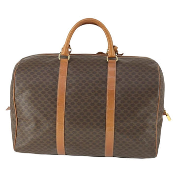 CELINE Macadam Canvas Boston Bag PVC Leather 2way Brown Gold Auth mr1959 - 0