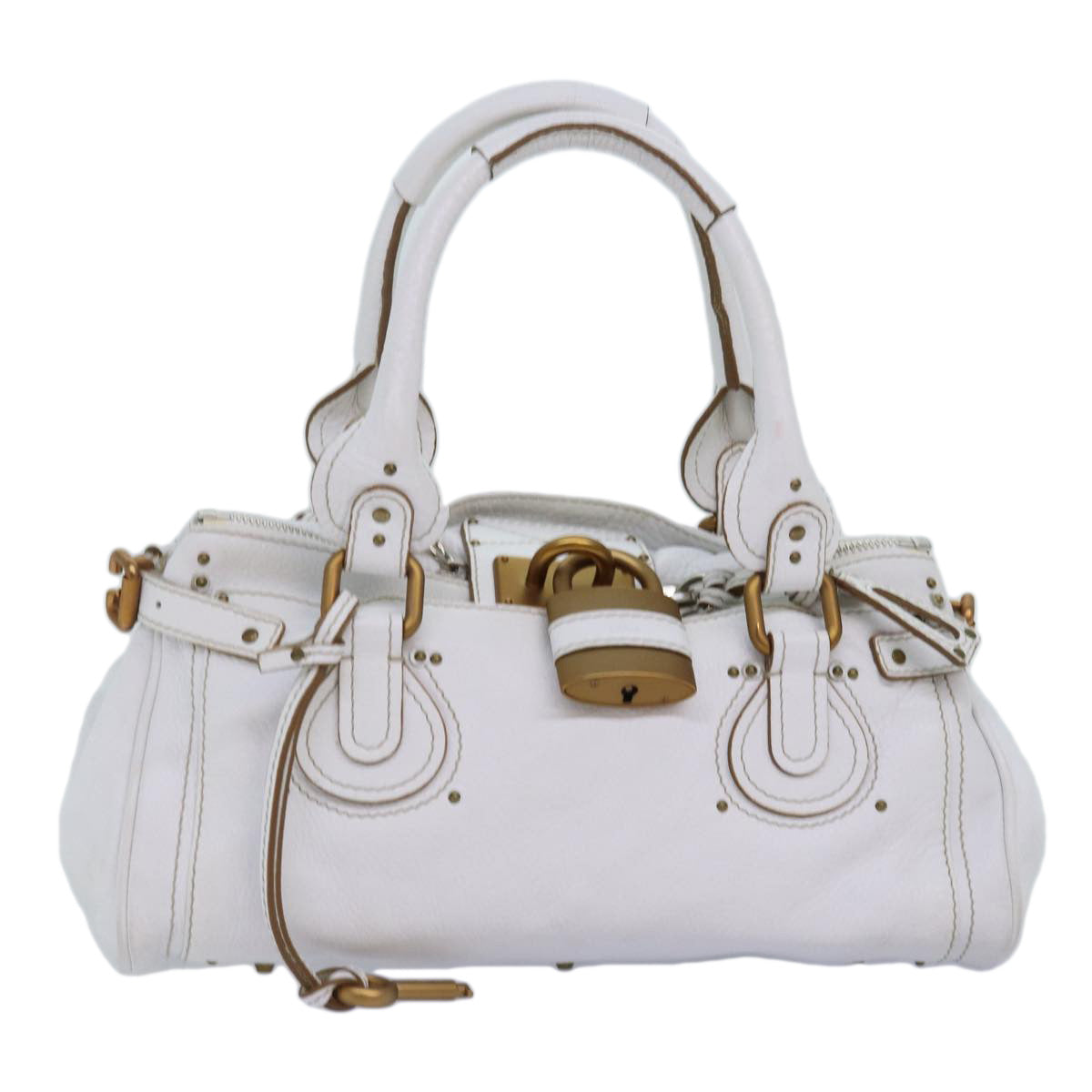 Chloe Paddington Hand Bag Leather White Auth mr196