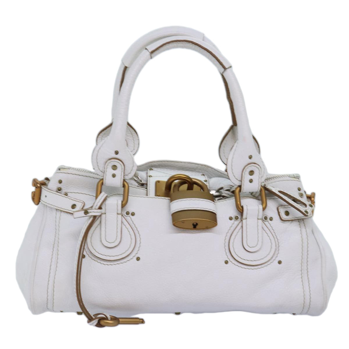 Chloe Paddington Hand Bag Leather White Auth mr196 - 0